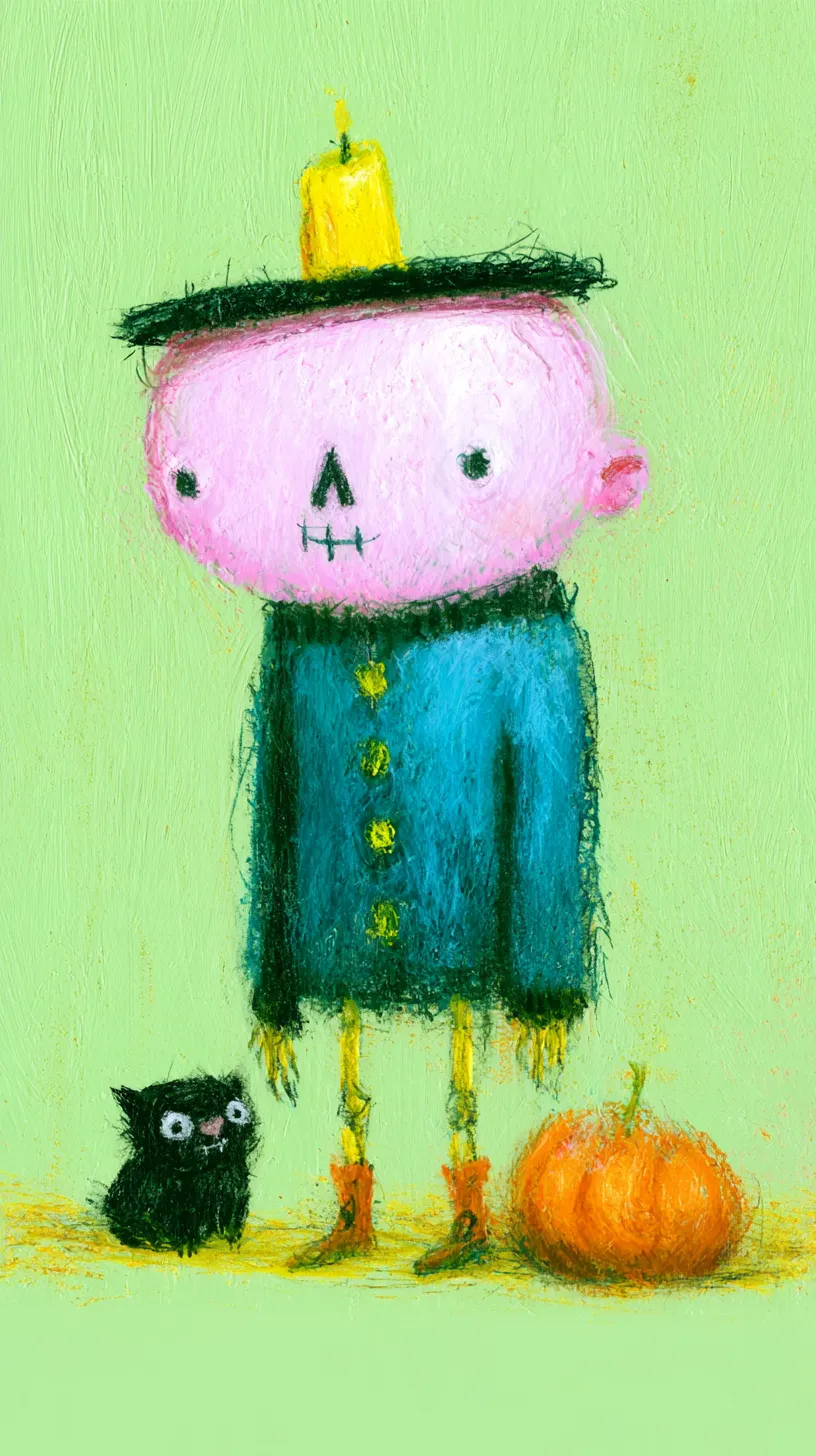 Un sombrero, un gato y una calabaza