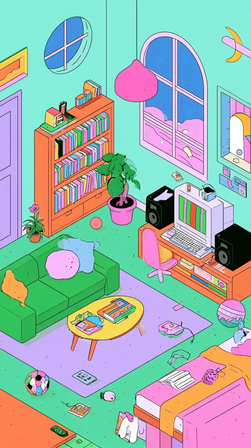 Una habitación llena de color
